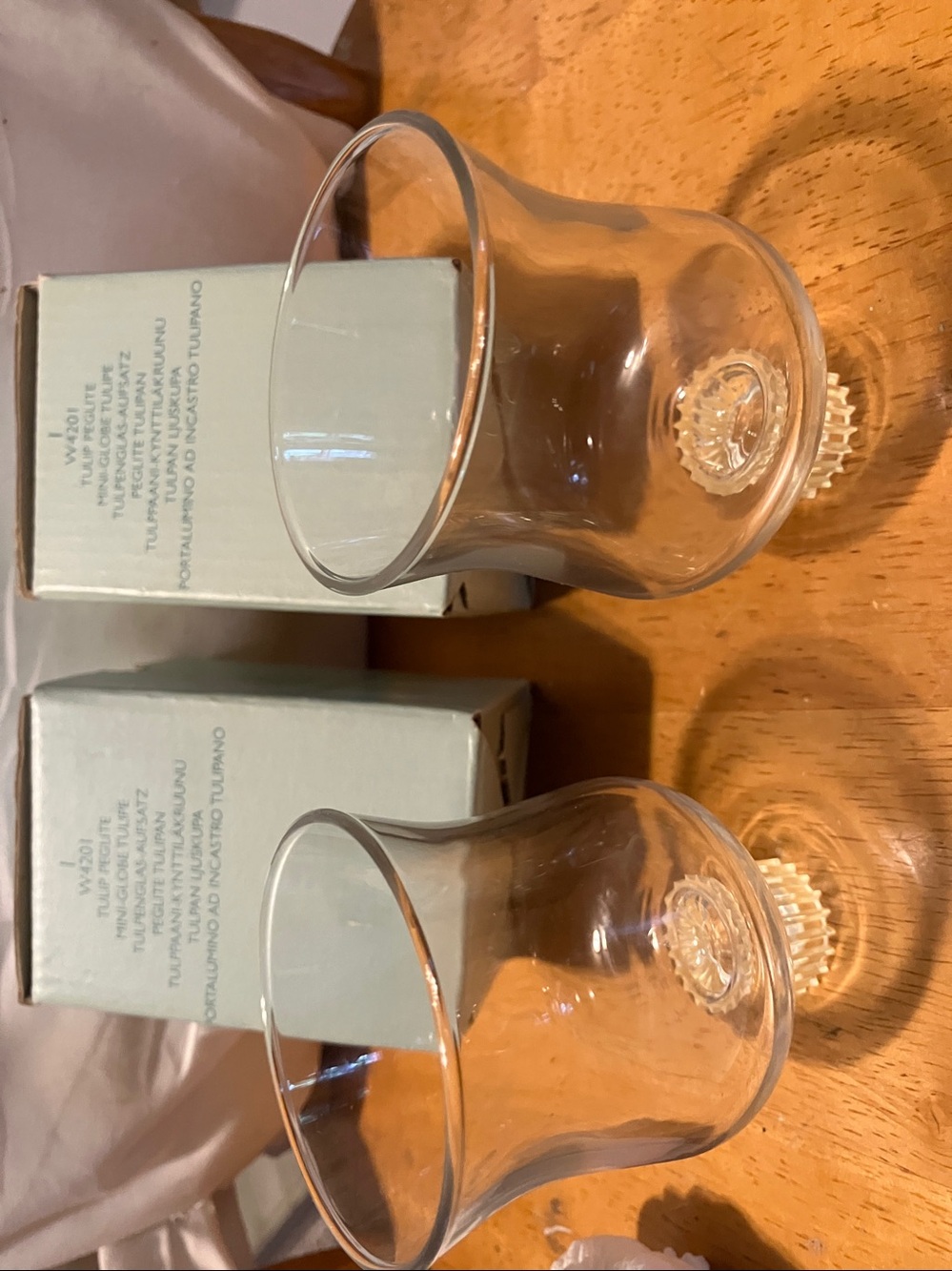 New.  Set of 2. Partylite glass 3” tulip style candle holders.  Perfect - Picture 7 of 8